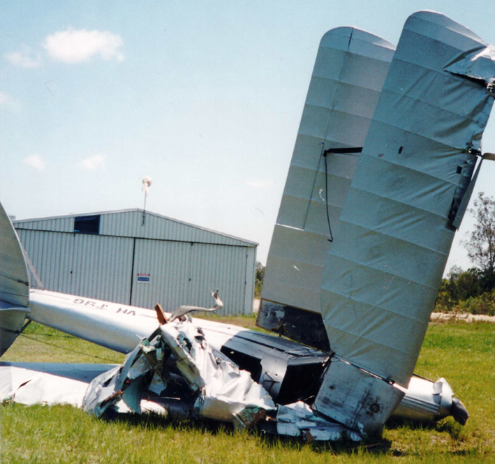Figure 8: VH-TSG after recovery from bushland near Albatross Field following the accident in 2001